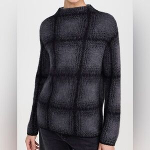 Vince Black and Gray Plaid Turtleneck Sweater